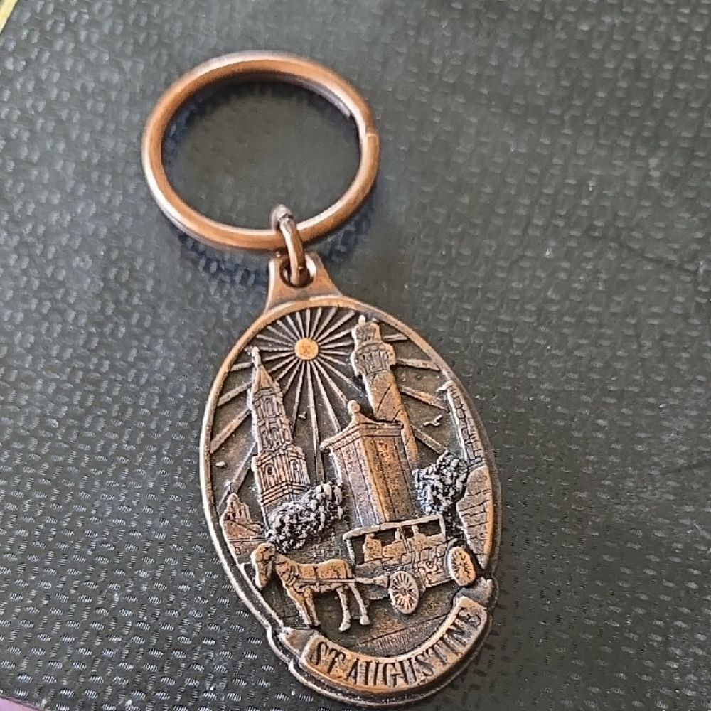 St. Augustine Bronze Keychain Saint Charm Trinket Unisex Florida Accessory Y2k
